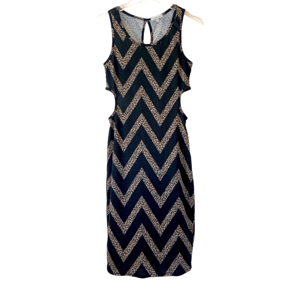 Charlotte Russe Black and Tan Sleeveless Dress Size Medium
